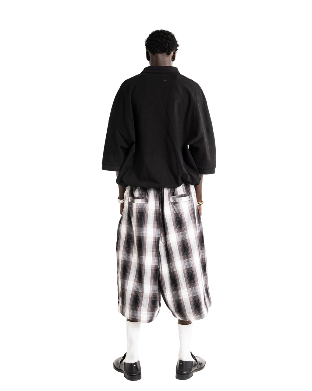 Black Plaid Chicano Shorts